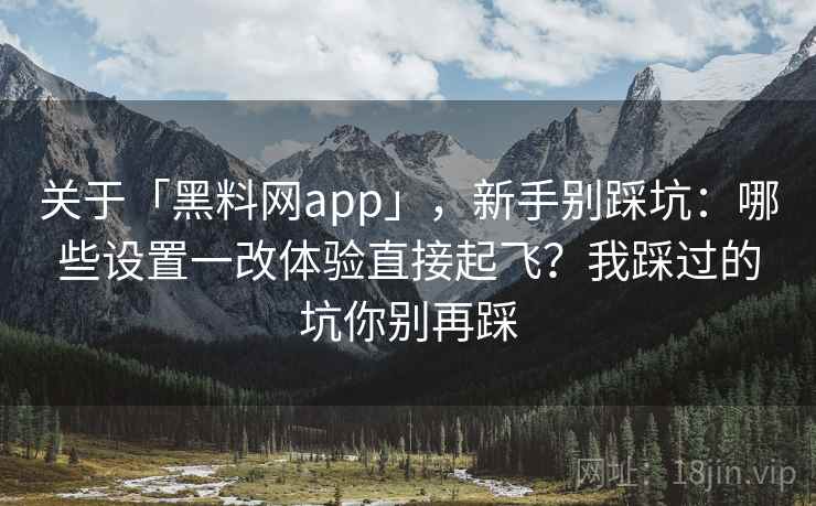 关于「黑料网app」，新手别踩坑：哪些设置一改体验直接起飞？我踩过的坑你别再踩