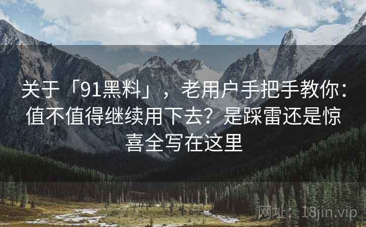 关于「91黑料」，老用户手把手教你：值不值得继续用下去？是踩雷还是惊喜全写在这里